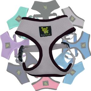 EcoBark Dog Harness - Eco-Friendly Max Comfort Harnesses - Luxurious Soft Mesh Halter - Over The Head Harness Vest- No Pull and No Choke for Large, XL Dogs (XL, Gray)