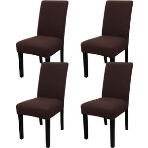 JQinHome 4 Pcs Dining Chair Slipcover,High Stretch Removable Washable Chair Seat Protector Cover for Home Party Hotel Wedding Ceremony (Pack of 4, Coffee)