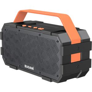 BUGANI Bluetooth Speaker, Portable Bluetooth Speakers with 40W Stereo Sound, Loud Bluetooth Speaker 24H Playtime Support TF Card/AUX, IPX6 Waterproof for Beach Camping Outdoor Indoor (Orange)