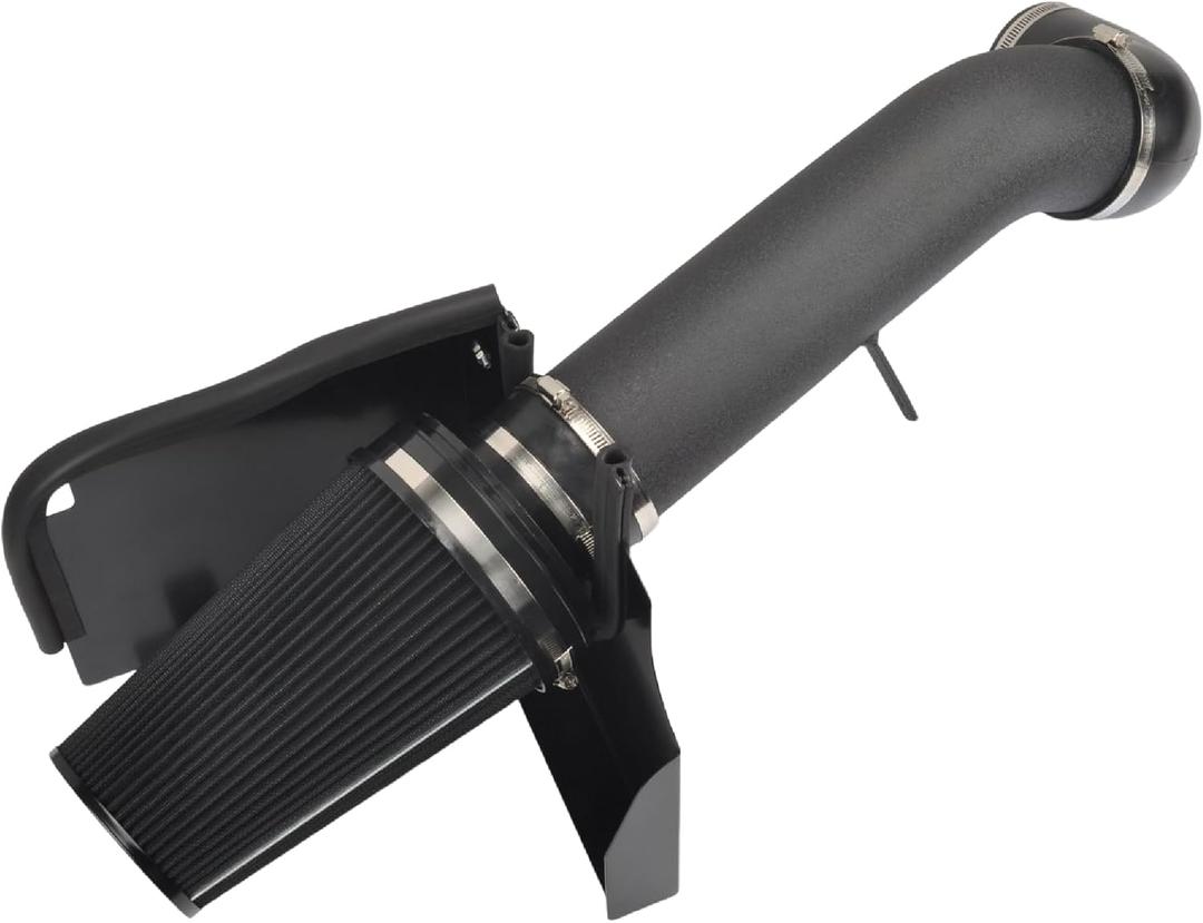 4" Cold Air Intake System + Heat Shield Compatible with 1999-2006 GMC/Chevy V8 4.8L/5.3L/6.0L Silverado 1500/2500/3500 (Black & Black)