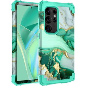 Hocase for Galaxy S25 Ultra Case, Shockproof Heavy Duty Hard Plastic+Soft Silicone Rubber Bumper Hybrid Dual-Layer Protective Case for Samsung Galaxy S25 Ultra 6.9" 2025 - Mint Green