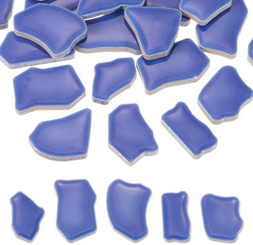 PATIKIL 250g/0.55LB Irregular Ceramics Mosaic Tiles, 0.79"-1.57" Mosaic Stained Tile Broken Porcelain Pieces Stones Bulk for DIY Craft Making Vases Home Decoration, Dark Blue