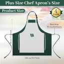 Plus Size Chef Aprons Extra Large Adjustable Unisex Kitchen Aprons with 2 Pockets for Women Men Cooking Working (Dark Green)