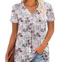 BETTE BOUTIK womens dramatic shirt loose fit button down shirts pleated womens plus size tops women work tops GrayPink Large (Blue)