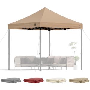 Replacement Canopy Top for Pop Up Canopy Tent,Heavy Duty 600D Oxford Fabric Outdoor Tent Cover (Khaki,10x10 TOP ONLY)
