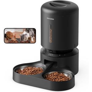 PETLIBRO Automatic Cat Feeder with Camera for Two Cats, 1080P HD Video with Night Vision, 5G WiFi Pet Feeder with 2-Way Audio for Cat & Dog, Low Food & Motion & Sound Alerts, Dual Tray, Black 5L