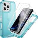 Compatible with iPhone 16 Pro Case with HD Screen Protector, Heavy Duty Shockproof [3 in 1] Clear Phone Cases for iPhone 16 Pro 6.3" (Blue)