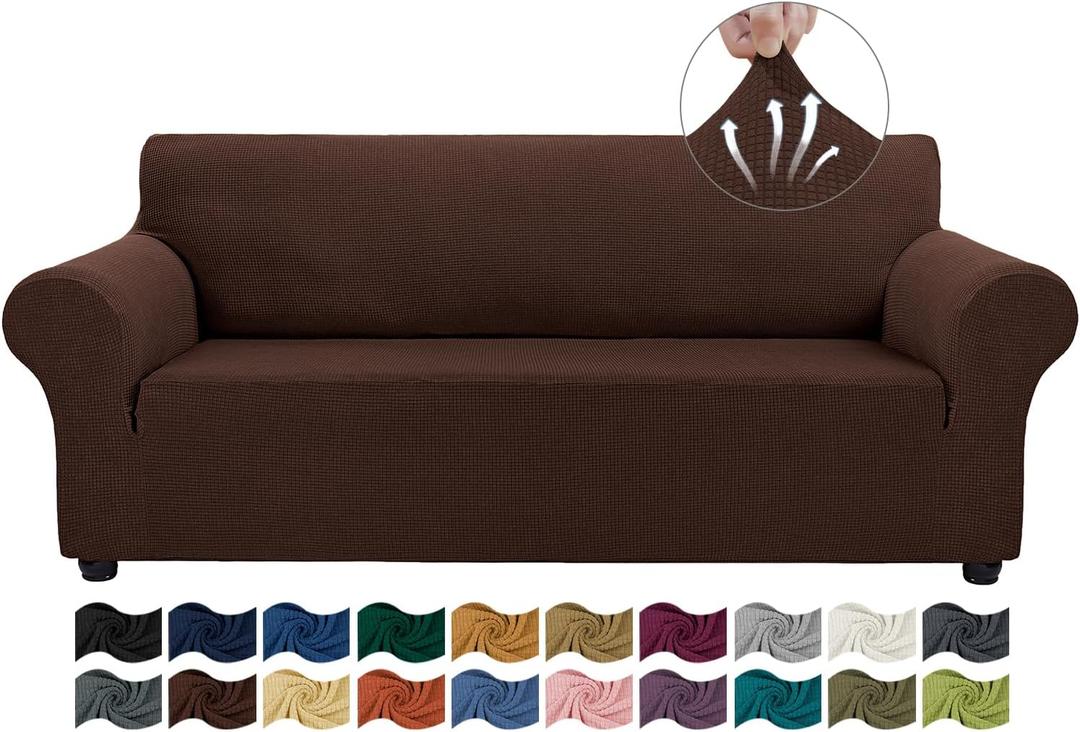 Asnomy Couch Covers for 3 Cushion Couch Sofa pet Friendly, 3 Seater Sofa Cover Washable Slipcovers, Protector Furniture Covers for Dogs Jacquard Fabric Small Checks Large Chocolate Asnomy Couch Covers for 3 Cushion Couch Sofa pet Friendly, 3 Seater Sofa Cover Washable Slipcovers, Protector Furniture Covers for Dogs Jacquard Fabric Small Checks Large Chocolate