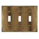 ENERLITES Triple Toggle Light Switch Metal Cover Plate, Stainless Steel Wall Plate, Corrosion Resistant, Standard Size 3-Gang 4.50" x 6.38", Stainless Steel 201, 7713-AB, Antique Brass