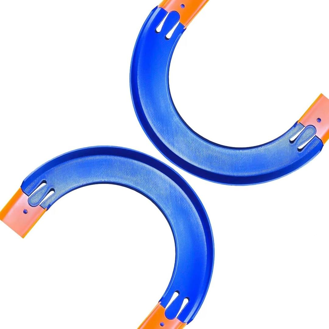 K TOMOTO [2 Pack] 180 Degree Banked Turn Compatible with Hot Wheels, Racetrack Connector for Hotwheels Curved Track Replacement, Endless Creative Layouts, No Tools Required