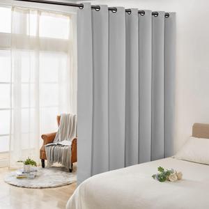 Rose Home Fashion Privacy Room Divider Curtain, Wall Divider for Room Separation, Extra Wide Blackout Curtains for Bedroom, 1 Panel, 15ft Wide x 8ft Tall, Grey