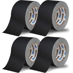 4 Pack Black Grade Gaffer Tape 4 Inch x 30 Yards, Floor Tape for Electrical Cords Cable Tape, Waterproof Rubber Adhesive No Residue Non-Reflective Matte Finish Gaff Tape, Multipurpose Gaffers Tape (4 Inch x 30 Yards 4 Pack)