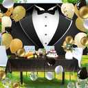 9x6ft Gentleman Backdrop Black Tuxedo Backdrop Men Black White Bow Tie Suit Birthday Photography for Boy Man Birthday Wedding Party Father's Day Photo Booth Photo Wall Decor