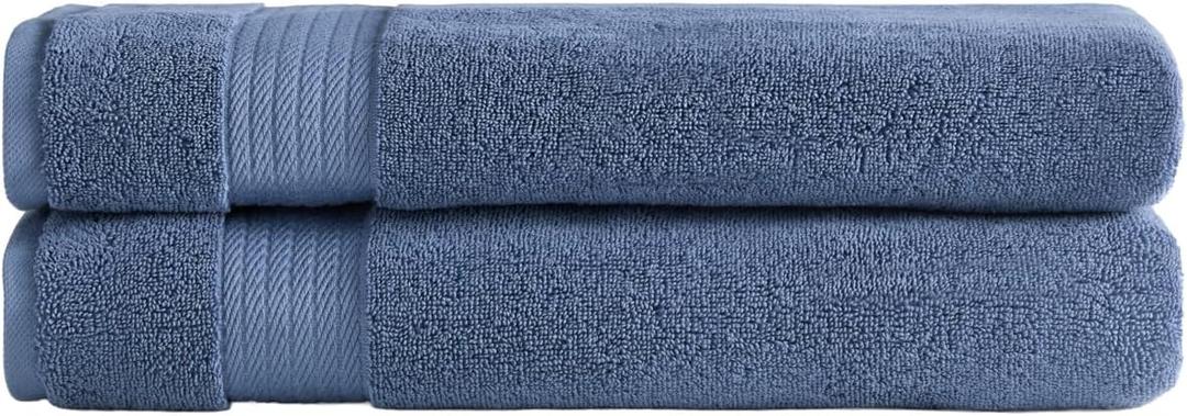Ozdilek 2-Piece Bath Towels, 30x60 550GSM 30x60 Inches, 100% Turkish Cotton, Luxury Quick Dry, Extra Large, Fade-Resistant, Eco-Friendly, Spa Towel, Cotton Towel (Ocean Blue)