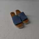 SM New York NIB Blue Wedge Mule Sandals Cork Platform Textile Upper US 8