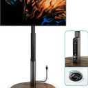 Mobile TV Stand with Power Outlet, Rolling TV Cart for 27-70 Inch OLED LED Monitors, 6 Levels of Height Adjustment, Ambient RGB Lighting on The Bottom Wheels Holds up to 88lbs