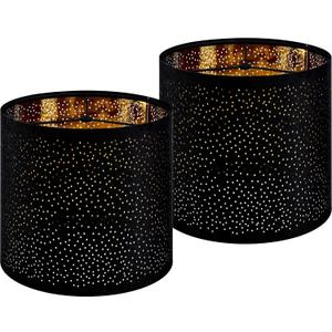 GO&SO Black Drum Lamp Shades Set of 2 Small Lampshade with Laser Drilling Design,10"Top10"Bottom10"High(Spider) Modern Tall Lamp Shades for Table Lamp,Bedside Lamps Replacement,Assembly Required