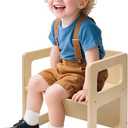 FUNLIO Height Adjustable Montessori Weaning Chair for Age 1-3, Quality Solid Wooden Chair, for Eating/Reading/Playing,Montessori Furniture with CPC Certified - Natural