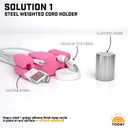 2 x CordBrick Steel Weighted Cord Holder Wrap Phone Accessory Stocking Stuffer for Men Adults College Students. Nightstand Desk Travel Organizer. Silicone. 2pk Coral