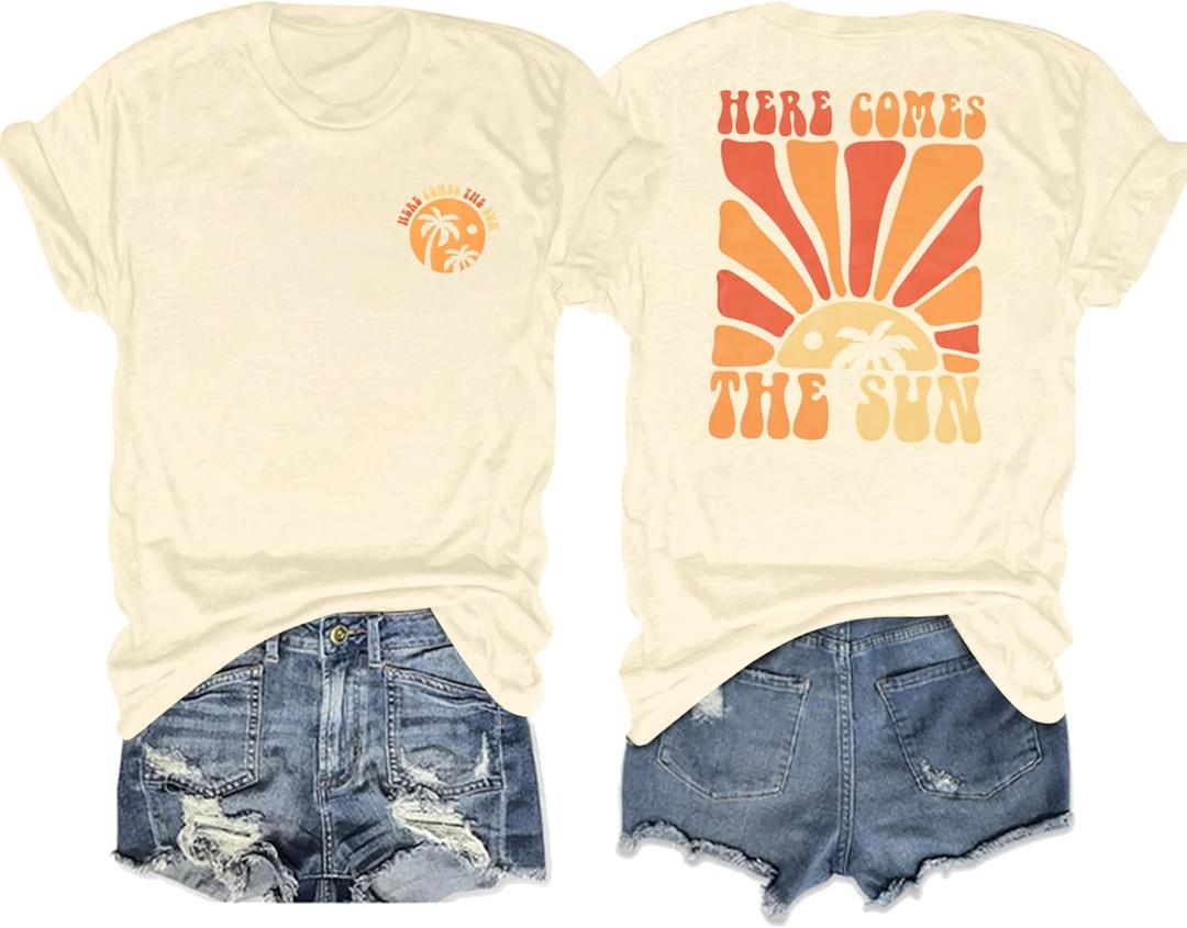 Graphic Tees Women Oversized T-Shirts: Summer Hawaiian Beach Tops Shirts Hawaii Tropical Beachy Short Sleeve Outfit (L)