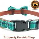 Dog Collar Bow Tie - Adorable Plaid Sturdy Soft Material&Leather Dog Collars for Small Medium Large Dogs Breed Pup Adjustable 12 Colors and 3 Sizes (Cyan Plaid, M 13"-18")