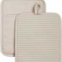 KitchenAid Ribbed Soft Silicone Pot Holder 2-Pack Set, Milkshake Tan, 7"x9"