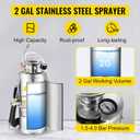 Happybuy 2 Gallon Stainless Steel Sprayer, 20" Wand & 3FT Reinforced Hose, Hand Pump Sprayer with Pressure Gauge, Safety Valve & Adjustable Nozzle, Weed Sprayers for Lawn, Gardening &Sanitizing1