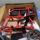 Medline Ultra Lightweight Transport Wheelchair for Adults, Foldable, 19-Inch Seat Width, Red Frame, Black Upholstery