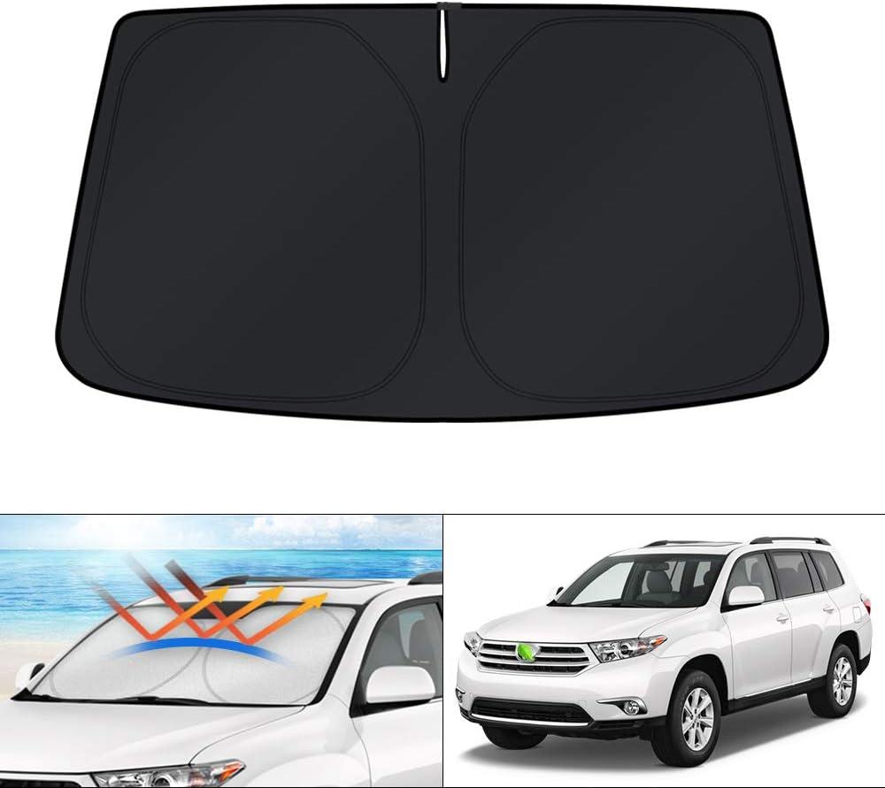 KUST Windshield Sun Shade for 2008-2010 2011 2012 2013 Toyota Highlander Accessories Custom Fit Sunshade Foldable Sun Protector Blocks UV Rays