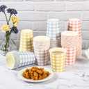 120pcs 9oz Gingham Party Paper Drinking Cups, 4 Colors Disposable Plaid Paper Cups Checkered Cups for Wedding Birthday Decoration Fiesta Baby Shower Picnic