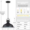 12" Black Dome Metal Farmhouse Pendant Light 2 Pack E26 Base UL Certified