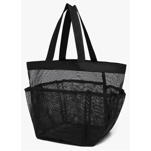 Mesh Shower Tote Bag, Portable Beach & Gym Organizer with Multiple Pockets, Lightweight Nylon Wash Bag for Toiletries