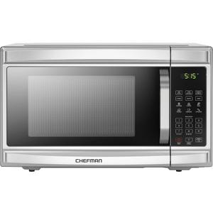 Chefman Countertop Microwave Oven, 1.3 Cu. Ft. Digital, Stainless Steel, 1000 Watts, with 6 Auto Menus, 10 Power Levels, Eco Mode, Memory, Mute Function, Child Safety Lock, Easy Clean Microwave Ovens