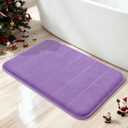 Yimobra Memory Foam Bath Mat, Super Soft Absorbent Bathroom Rug Non Slip, Quick Dry, Machine Washable Floor Carpet for Tub Shower, Home Decor Accessories, 24x17, Lavender