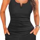 Tankini Two Piece with Shorts - Womens Tummy Control Swimsuit with Pockets Bathing Suit with V-Wire Boy Shorts Swimwear 2025 (Large, Black)