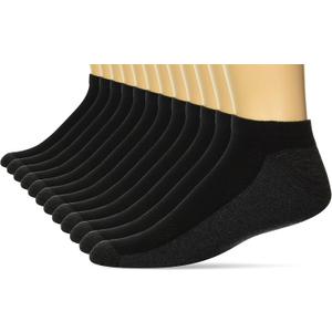 Hanes Men's Socks, X-Temp Cushioned No Show Socks, 12-Pack (Black)