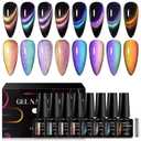MEET ACROSS 8pcs Cat Eye Gel Nail Polish Set,Soak off UV LED Lamp Gel Nail Polish Cat Eye Gel Set (SET-1, 8pcs) (2 Fl Oz (Pack of 1))