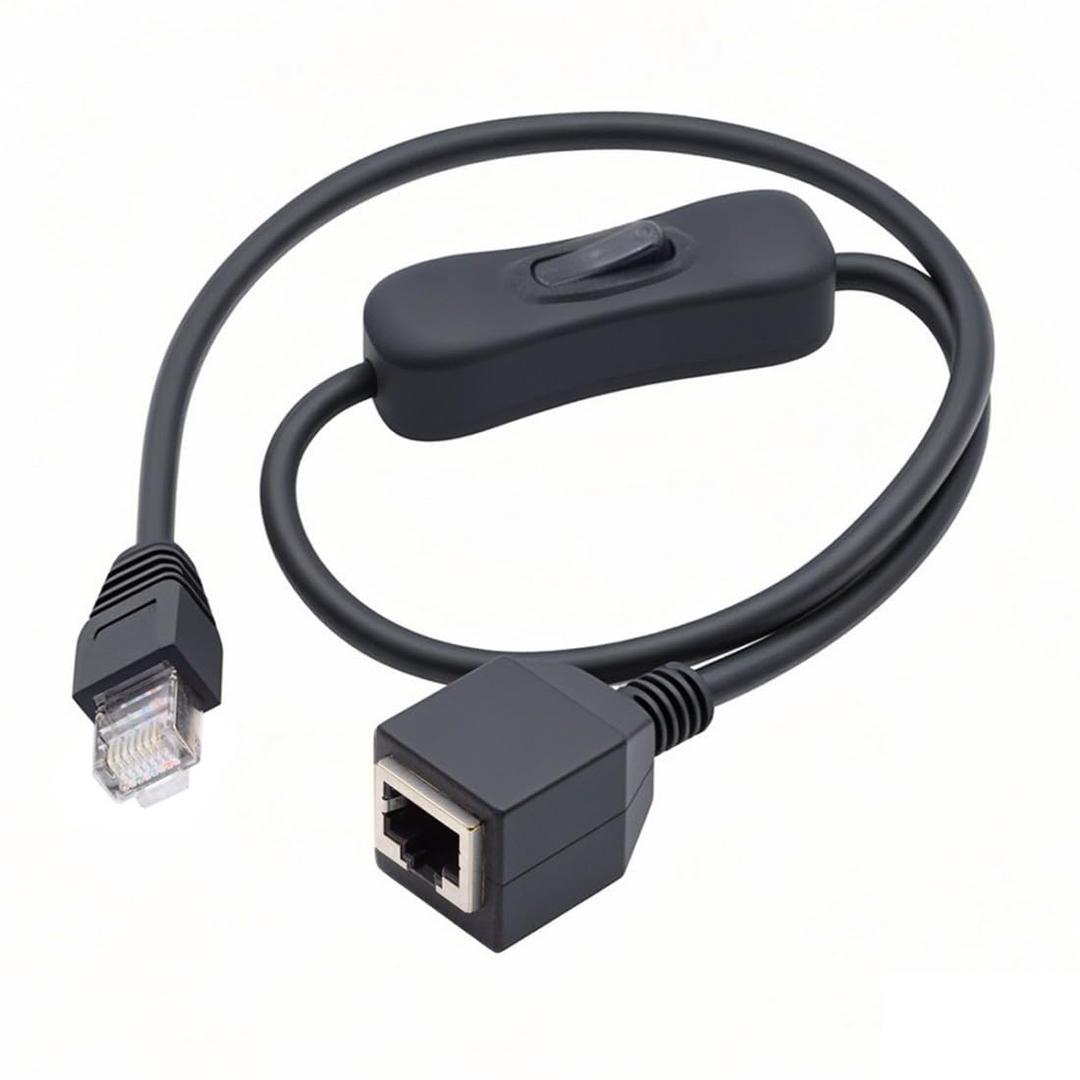 chenyang RJ45 Switch Extension Cable,CAT6 RJ45 Male to Female with On/Off Switch Button Ethernet Network Extension Cable 1.97FT/0.6M