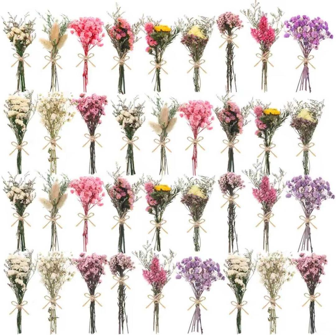 36 Pack Mini Dried Flowers for Vase Wedding Various Mini Bouquet Dried Small Wildflowers Natural Flowers Bulk for Crafts DIY Decor (36, Multicolor)
