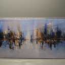 Tarfupth Large Abstract Cityscape Wall Art for Living Room Modern Blue Picture Grey Artwork for Bedroom Office Home Office Canvas Prints 29"x58"
