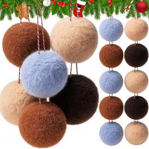 Mindsoft 20 Pcs Christmas Felt Ornaments Handmade Wool Felt Balls for Christmas Tree 2.36'' Vintage Farmhouse Hanging Rustic Natural Balls Decorations for Xmas Tree Party Decors (Brown)