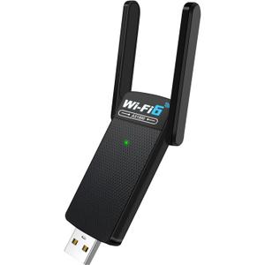 USB WiFi 6 Adapter with Bluetooth 5.2, Dual 3dBi Antennas for 5GHz/2.4GHz Wireless Network - High-Speed Dual Band Adapter for Desktop PC, Laptop, Windows 11/10/7, Gaming/Streaming Compatible