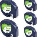 6-Pack Compatible Label Tape for DYMO LetraTag Refills 91330 10697 S0721510, 12mm White Thermal Label Maker Tape, Work with DYMO LetraTag LT-100H LT-100T Plus 200B QX50 XR XM 2000