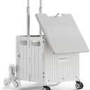 Foldable Shopping Cart with Stair Climbing Wheels, Collapsible Utility Crate on Wheels with Telescoping Handle, Portable Rolling Grocery Trolley for Groceries, Books, Tools, Teachers (8 wheels)
