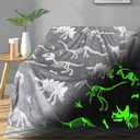 TEHALK Dinosaur Glow in The Dark Blanket for Boys/Girls/Toddler/Baby, Dinosaur Toys for Boy Age 3-12, Cute Funny Kids Throw Blanket for Birthday/Gifts 40"x 60"