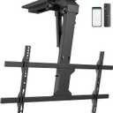 WALI Electric Ceiling TV Mount for 43 to 86 inch Screens, Flip Down Motorized TV Mount with Remote, Flat and Curved TVs Up to 99 Lbs, Pitched Roof, Max Mounting Holes 800x400mm (FCM604A), Black