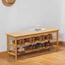 latifolia Shoe Rack Bench, 3-Tier Bamboo Shoe Bench with Breathable Rattan Seat Cushion, Shoe Storage Rack for Entryway(Nautre,39.70''L), 39.37''L