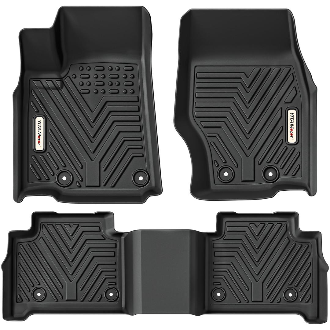 YITAMOTOR Floor Mats Compatible with 2022 2023 2024 2025 Jeep Grand Cherokee (Include 4xe NOT for L or WK) Custom Fit TPE All Weather 1st and 2nd Row Car Mats Accessories, Black