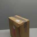 mDesign Metal Freestanding Slim Toilet Bowl Brush and Holder + Rectangle Narrow 5 Liter / 1.3 Gallon Step Pedal Trash Can Wastebasket for Bathroom - Small, Compact Design - Set of 2 - Soft Brass