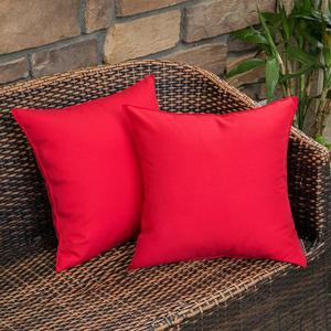 MIULEE Pack of 2 Decorative Outdoor Waterproof Pillow Covers Square Garden Cushion Sham Throw Pillowcase Shell for Spring Patio Tent Couch 18x18 Inch Red